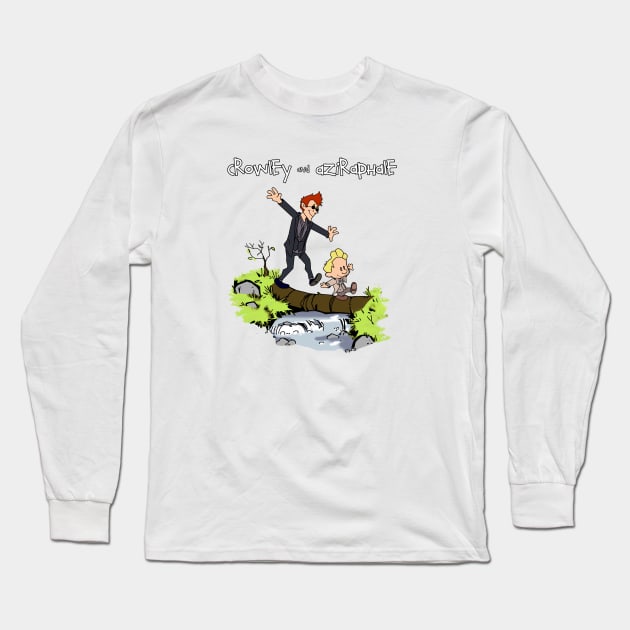 Good Omens with Calvin and Hobbes Long Sleeve T-Shirt by Zefkiel